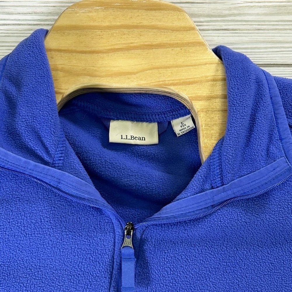 L.L. Bean Women's‎ Polyester Blue Micro Fleece 1/4 Zip Size Large Long Sleeve